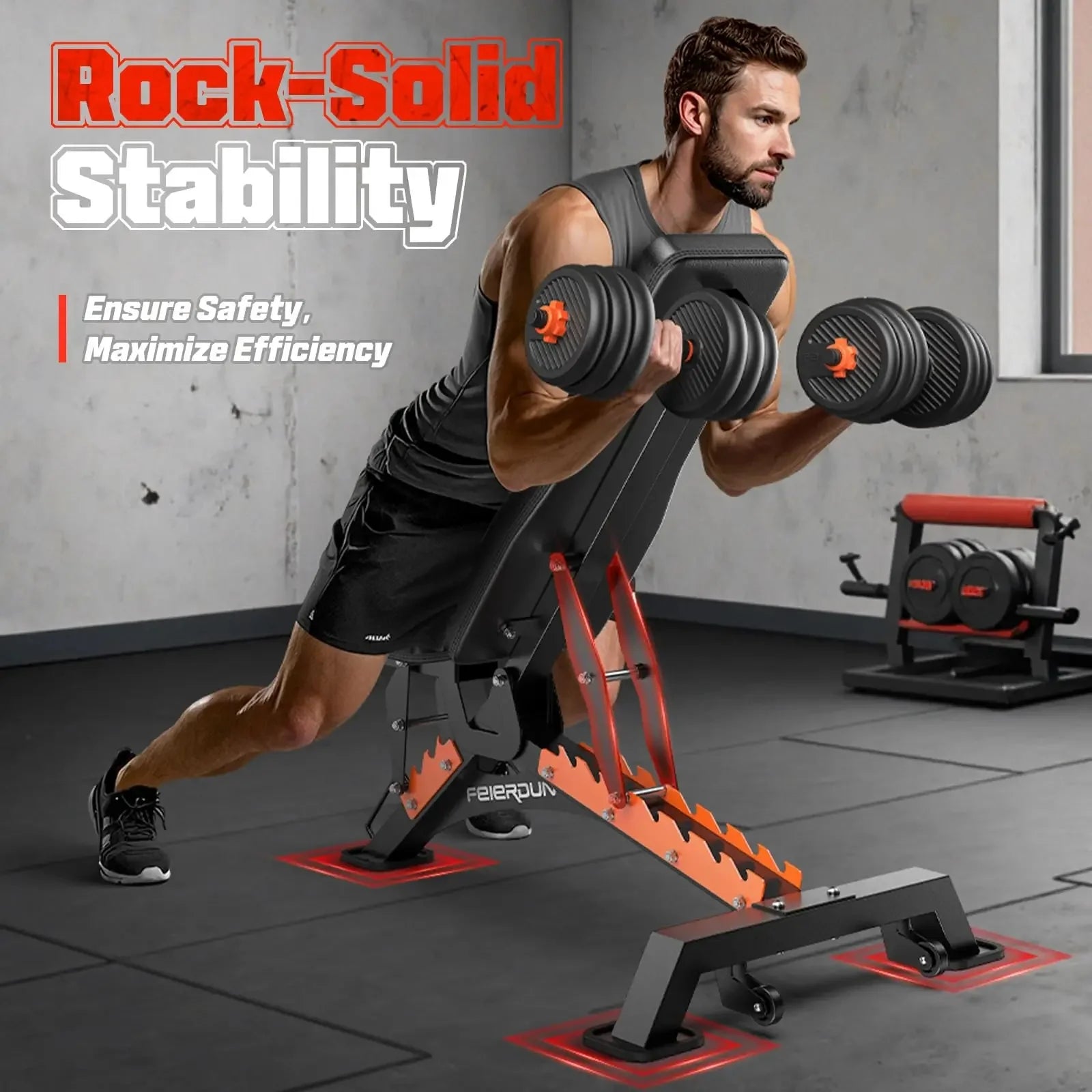 UPGO Heavy-Duty 9 Positions Adjustable Weight Bench Workout Bench with Extended Rear Support for Home Gym Full Body Strength Training,Support up to 1300Lbs