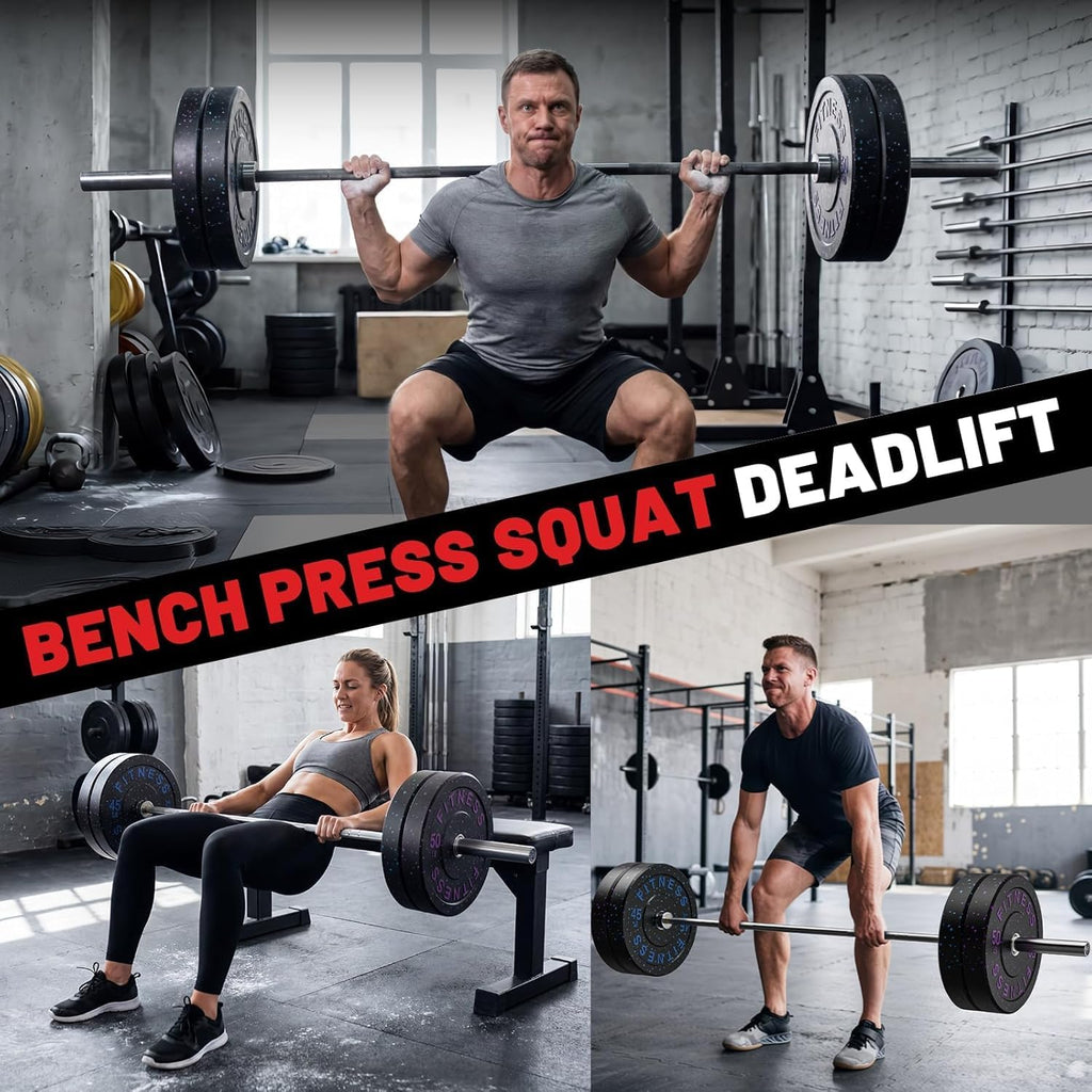 20-650Lbs Bumper Plates 2" Weight Plates Barbell Weightlifting