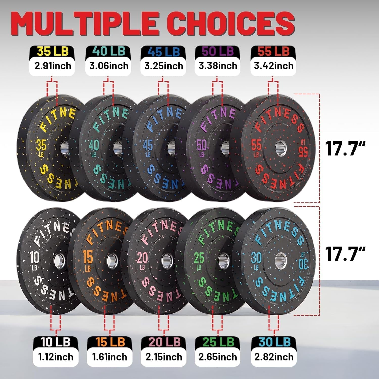 20-650Lbs Bumper Plates 2" Weight Plates Barbell Weightlifting