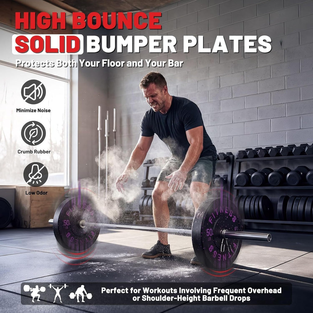 20-650Lbs Bumper Plates 2" Weight Plates Barbell Weightlifting